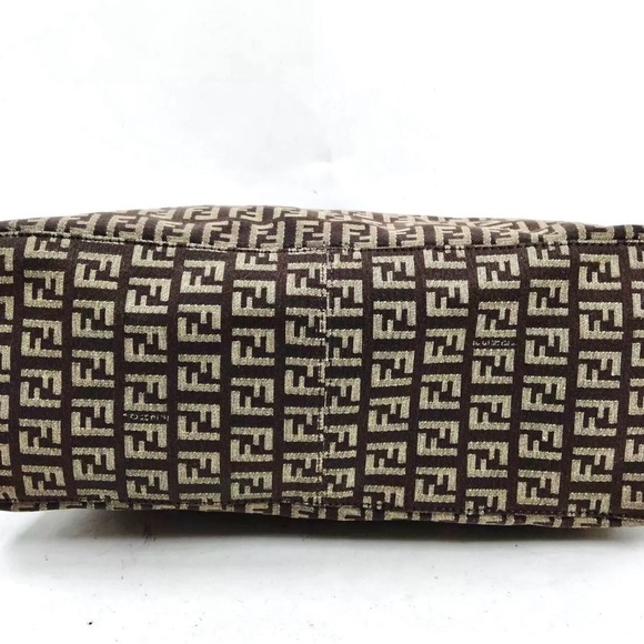 FENDI Zucchino Tote Bag Canvas Leather Brown - Picture 4 of 8